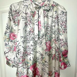 Zadig & Voltaire Floral Silk Blouse with Bow XS